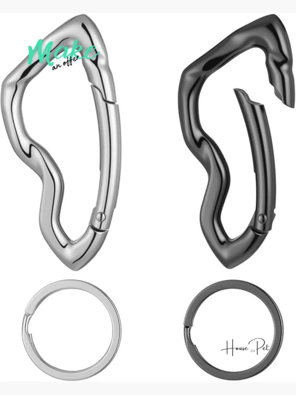 Zinc Alloy Carabiner Keychain, Y2K Goth Accessory Bag Charm